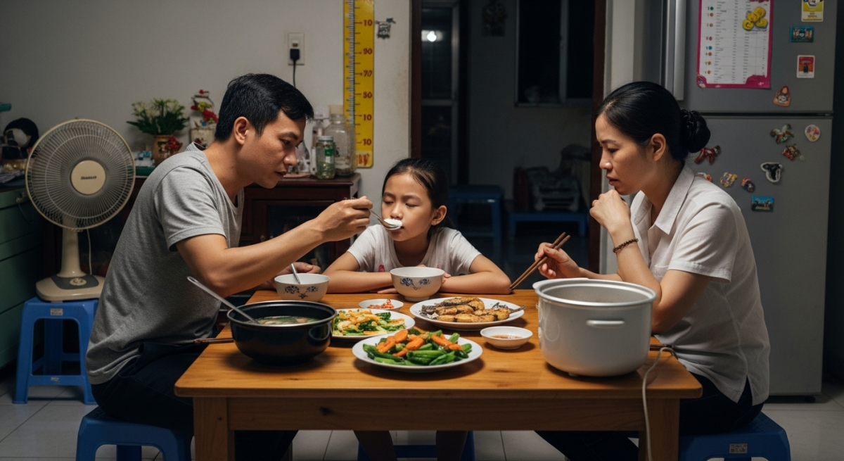 Chồng ép con hơn 8 tuổi ăn và uống thuốc để tăng cân Chồng ép con hơn 8 tuổi ăn và uống thuốc để tăng cân