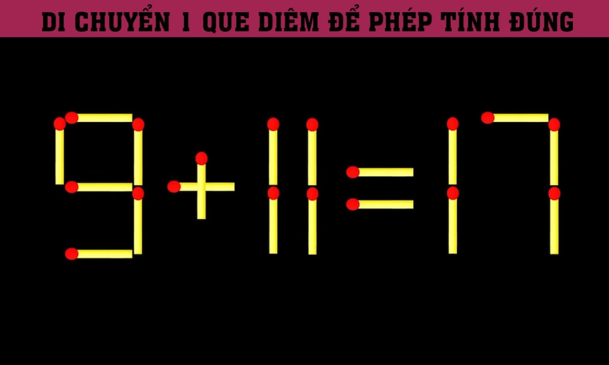 Lật kèo phép tính '9 + 11 = 17' chỉ bằng một que diêm