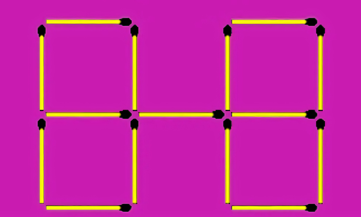 Di chuyển 2 que diêm, bạn có tạo được 6 hình vuông?