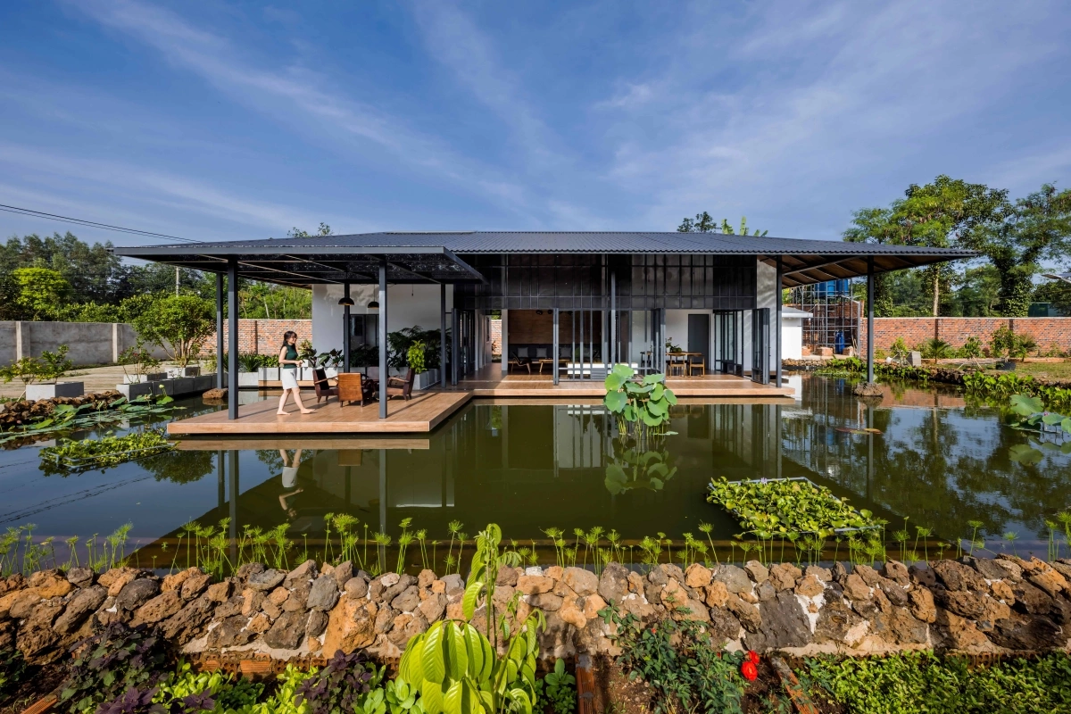 Nhà vườn biến hồ trữ nước tưới tiêu thành "trái tim" cảnh quan