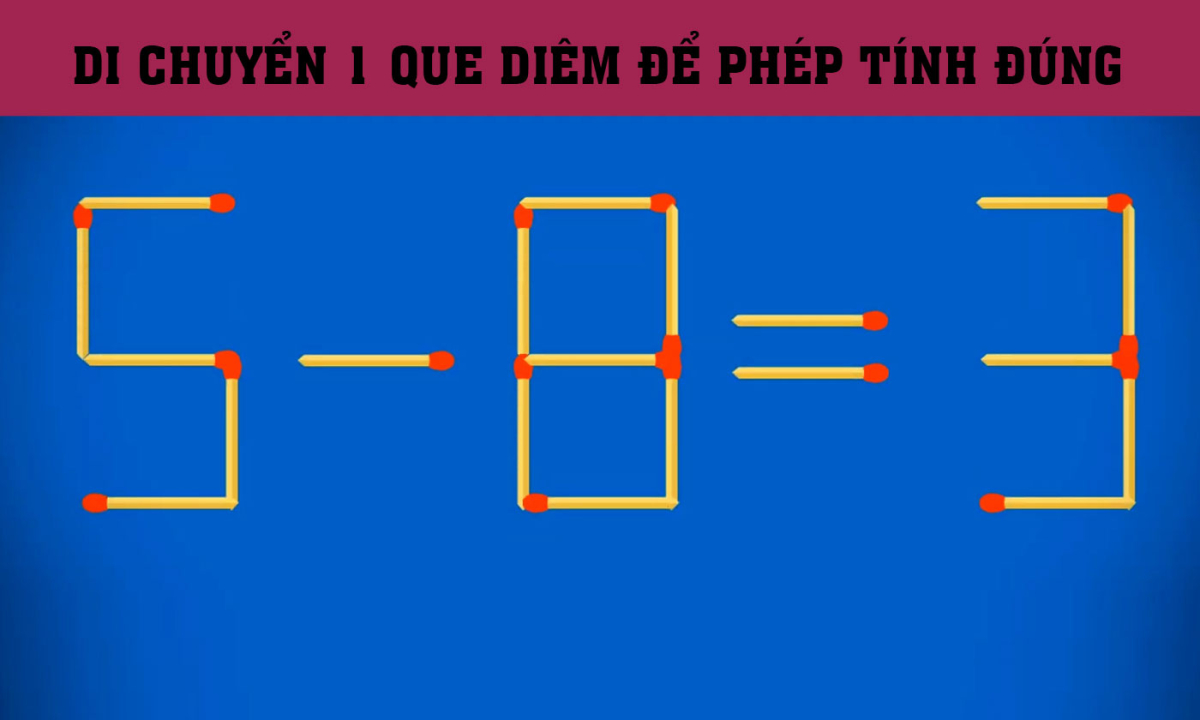 Giải cứu phép tính '5 - 8 = 3' chỉ với một que diêm