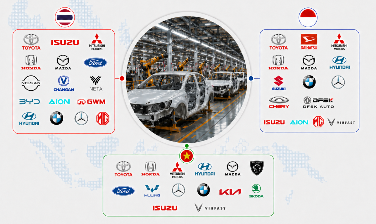Việt Nam ở đâu trong bản đồ sản xuất, lắp ráp ôtô tại Đông Nam Á?