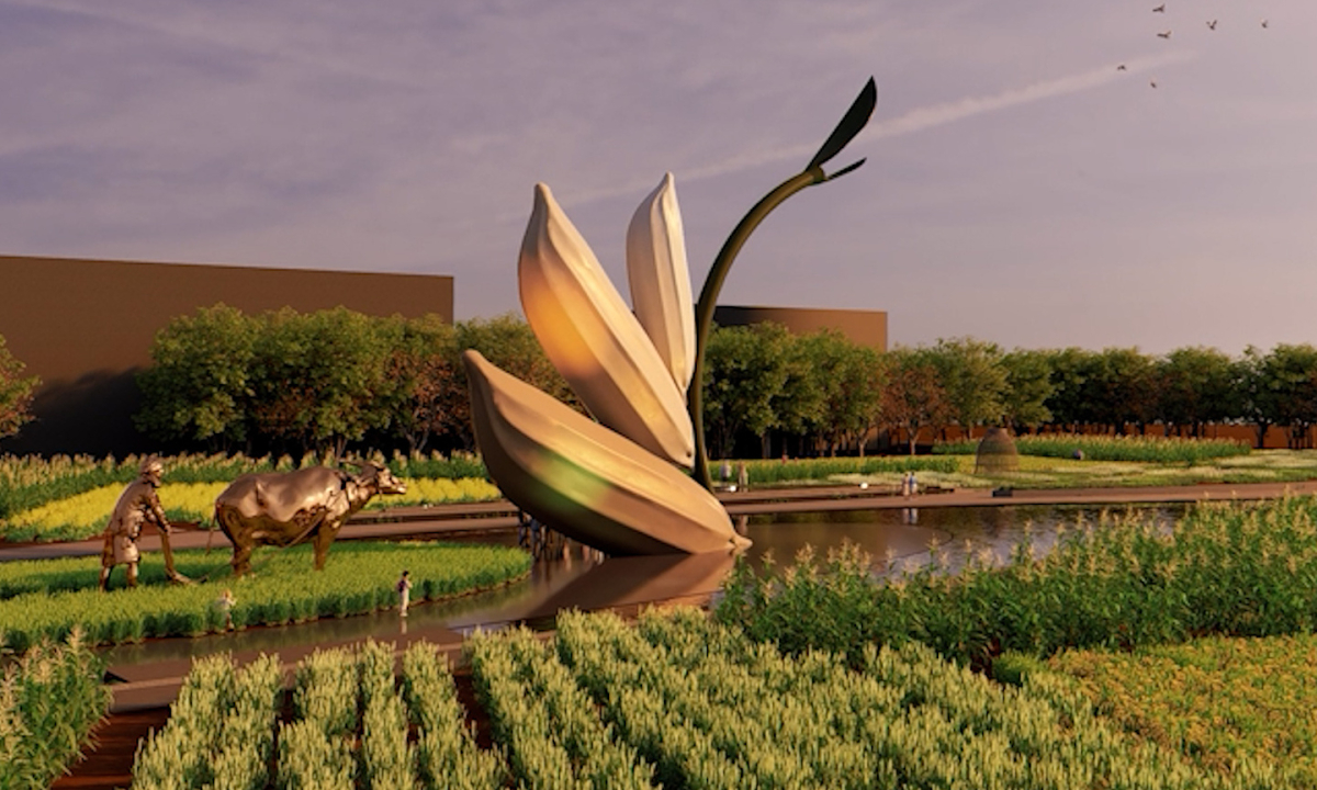 Biểu tượng ba hạt lúa cao 24 m ở miền Tây