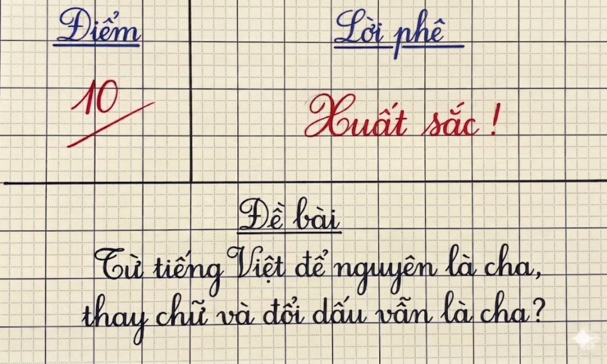 Từ tiếng Việt nào để nguyên là cha, thay chữ và đổi dấu vẫn là cha?