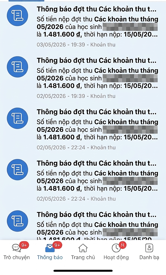 Nhà trường nhắn tin thu tiền dồn dập như đòi nợ phụ huynh