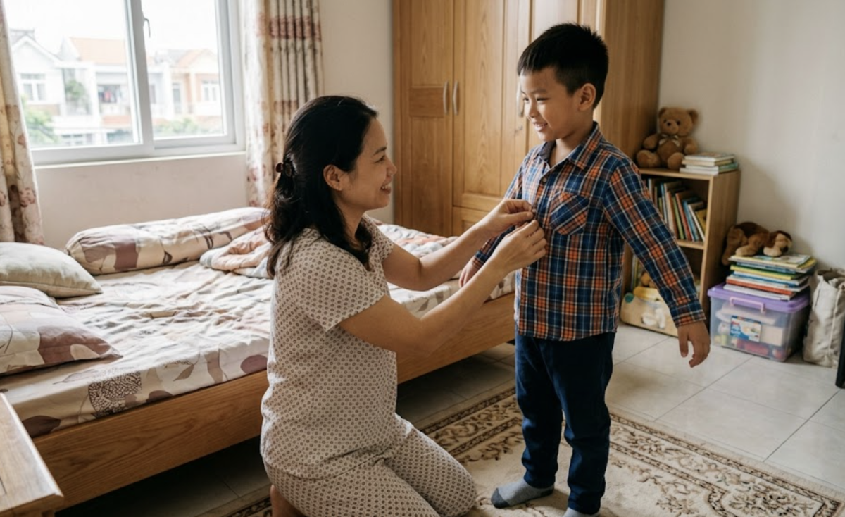 Con tôi 8 tuổi vẫn chưa biết tự tắm và mặc đồ