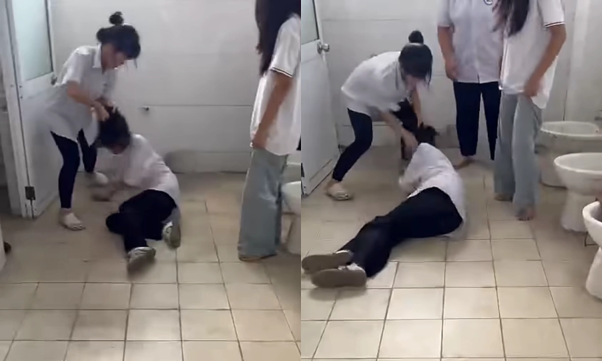 Lớp trưởng đánh hội đồng, kéo lê bạn trong nhà vệ sinh