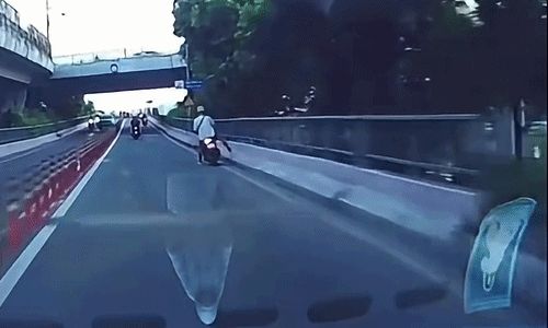 Cú phanh, đánh lái tránh người tự ngã trong tích tắc