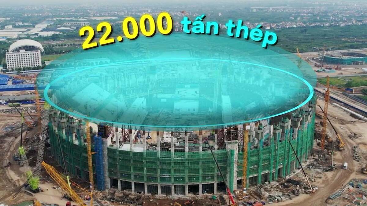 Cách nâng mái vòm thép 22.000 tấn lên đỉnh sân vận động 60.000 chỗ
