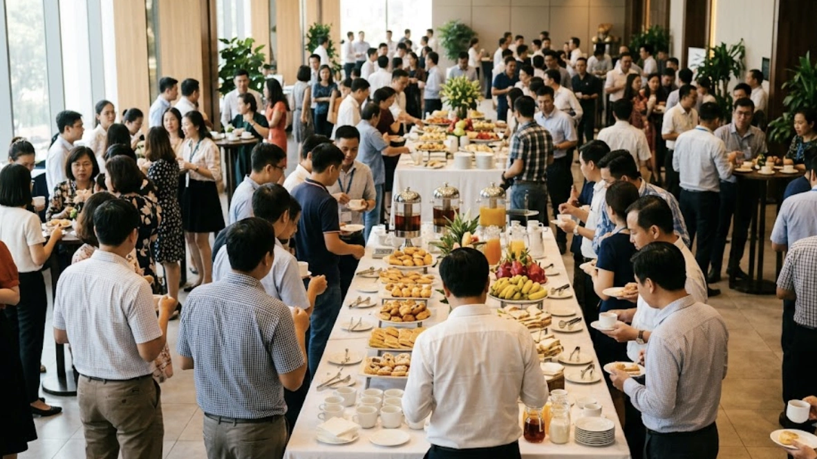 15 phút tiệc trà lộn xộn tại hội nghị một tập đoàn lớn