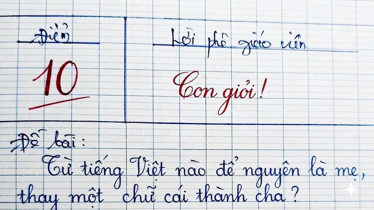 Từ tiếng Việt nào để nguyên là mẹ, thay một chữ cái thành cha?