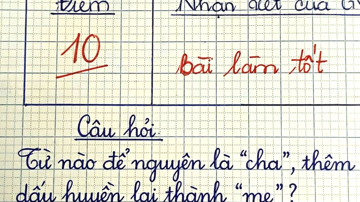 Từ nào để nguyên là cha, thêm dấu huyền thành mẹ?