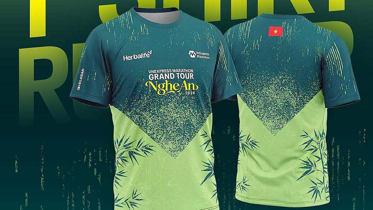 Áo đấu VnExpress Marathon Grand Tour Nghệ An 2026 lấy cảm hứng lũy tre